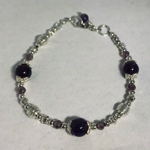 Amethyst and silver (plated) bracelet